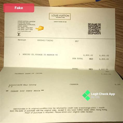 spot fake louis vuitton receipt